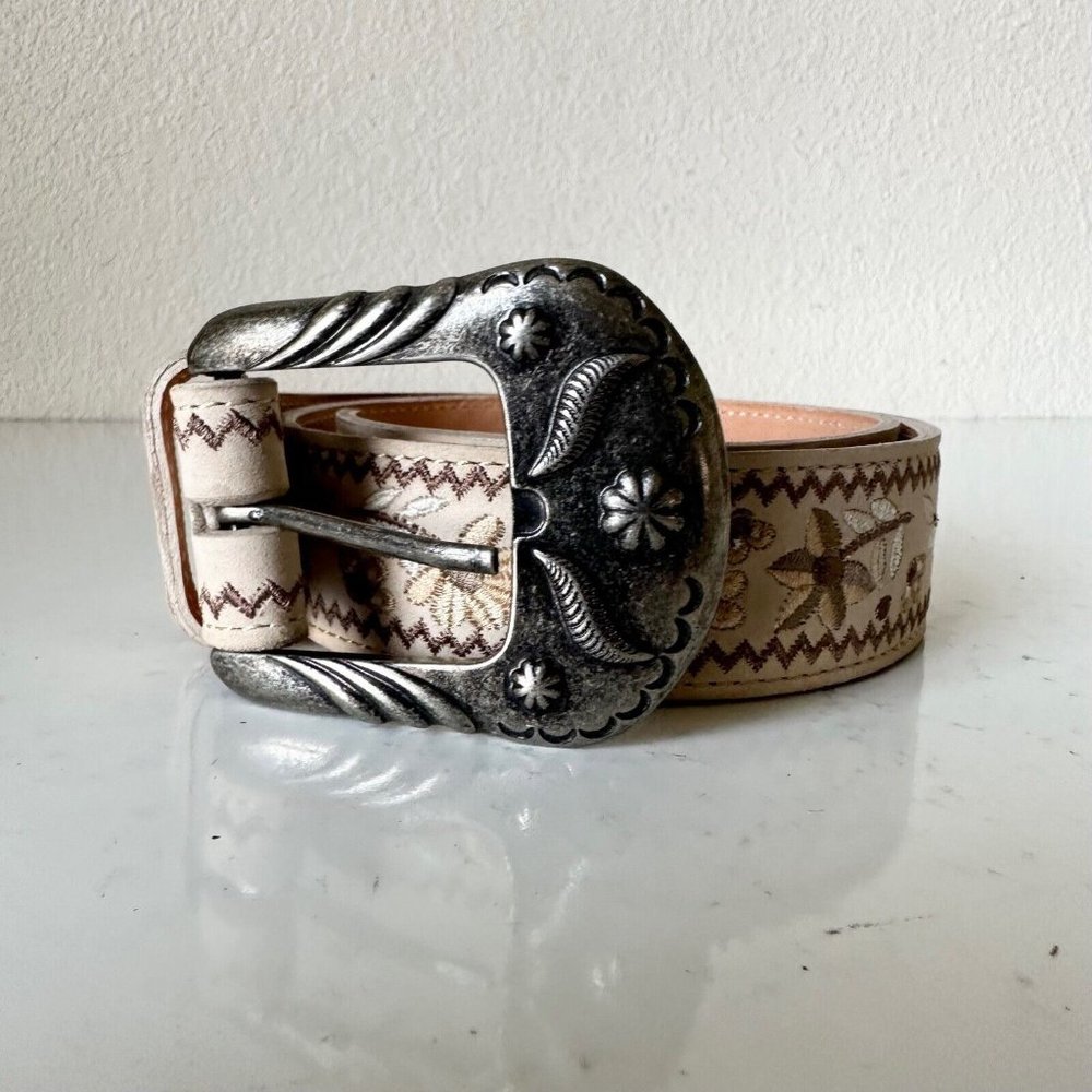 NEW Lane Boots LANDRUM Western Belt M Embroidery Bone Leather Southwest Cowboy - Picture 2 of 10